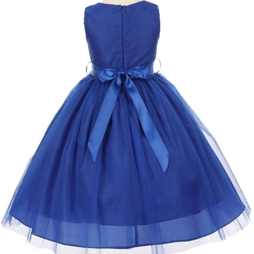 Little Girls Toddler V-Neck Tulle Easter Party Holiday Wedding Flower Girl Dress - Picture 3 of 3